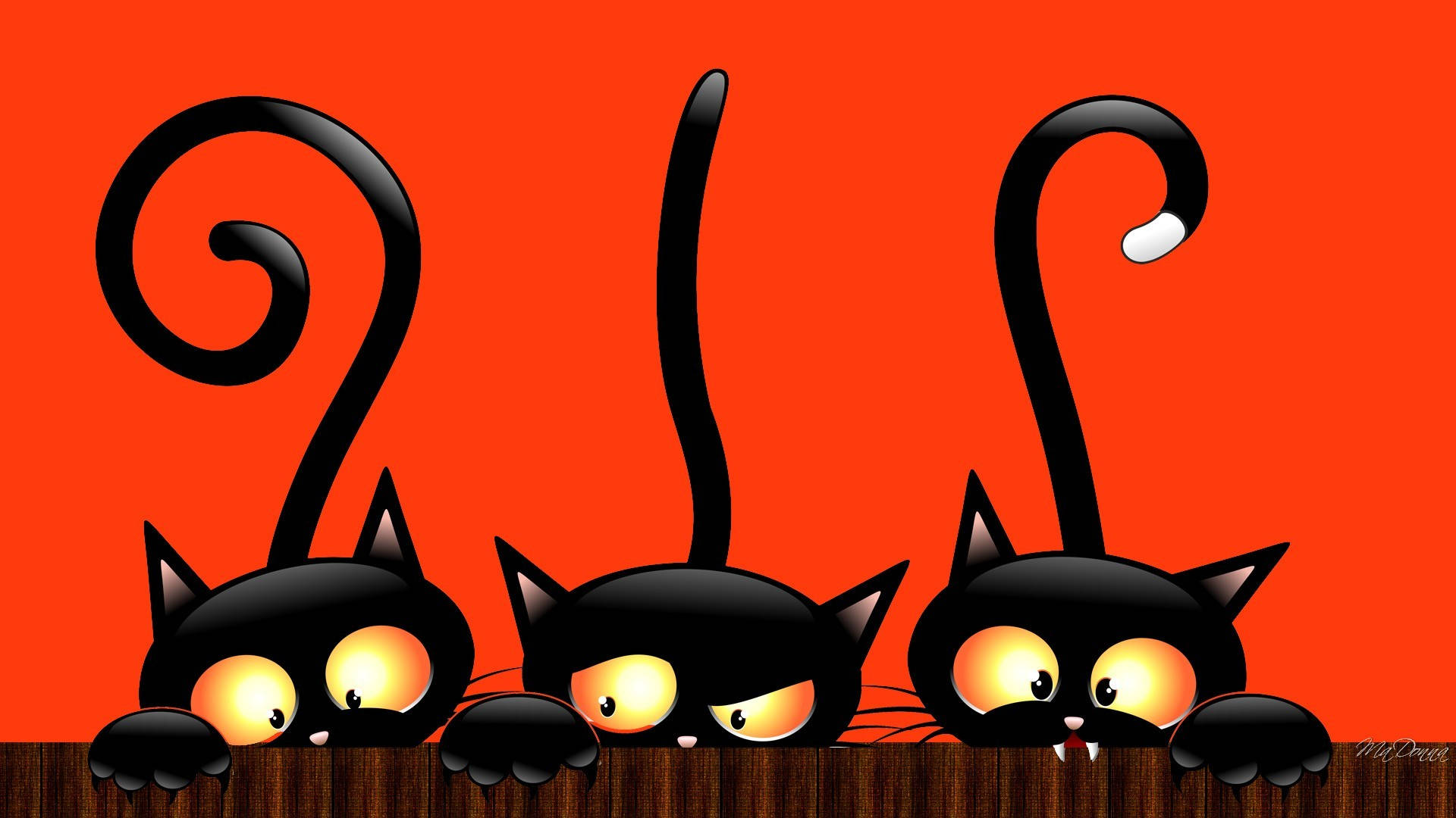 Mèo Đen Halloween Dễ Thương Hình nền