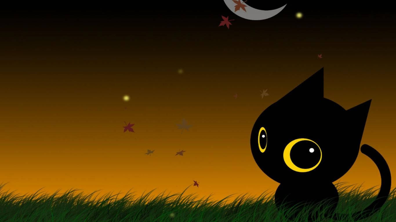 Mèo Halloween Dễ Thương Trên Cỏ Hình nền