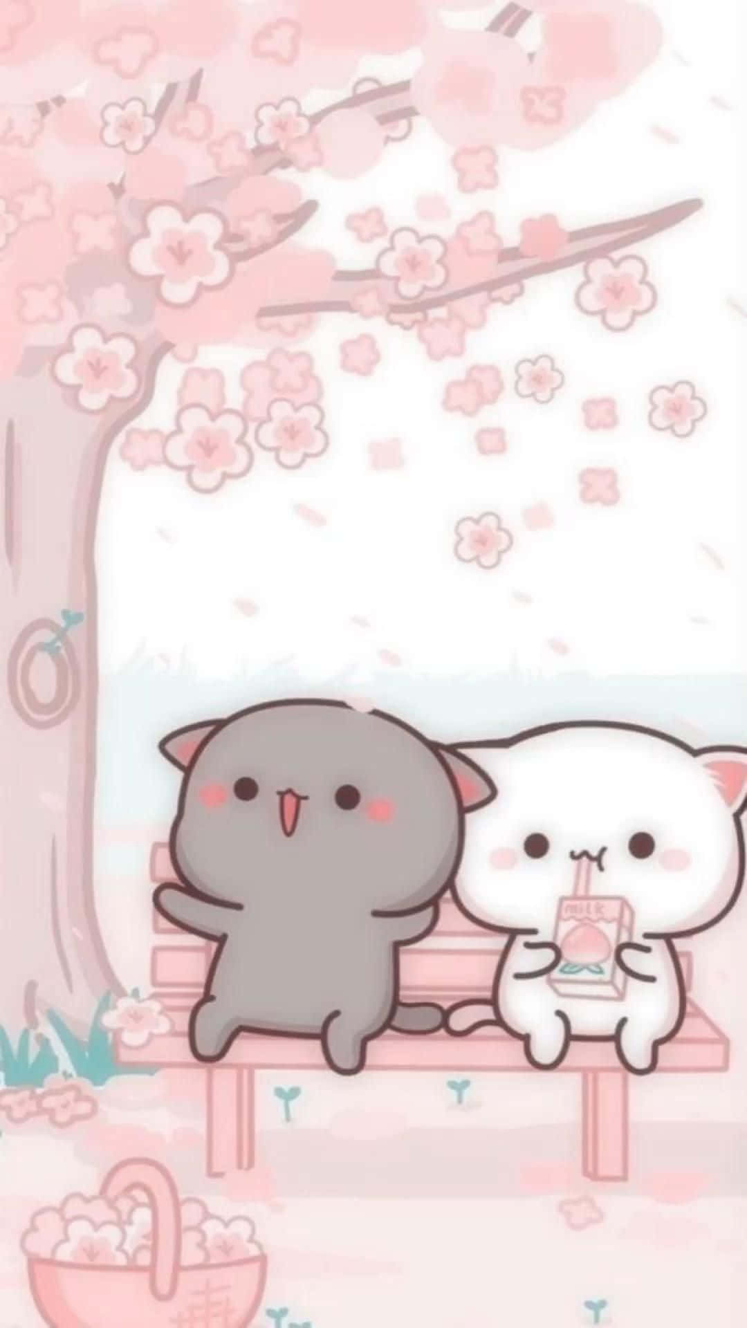 Mèo Kawaii Dễ Thương Peach Và Goma Hình nền