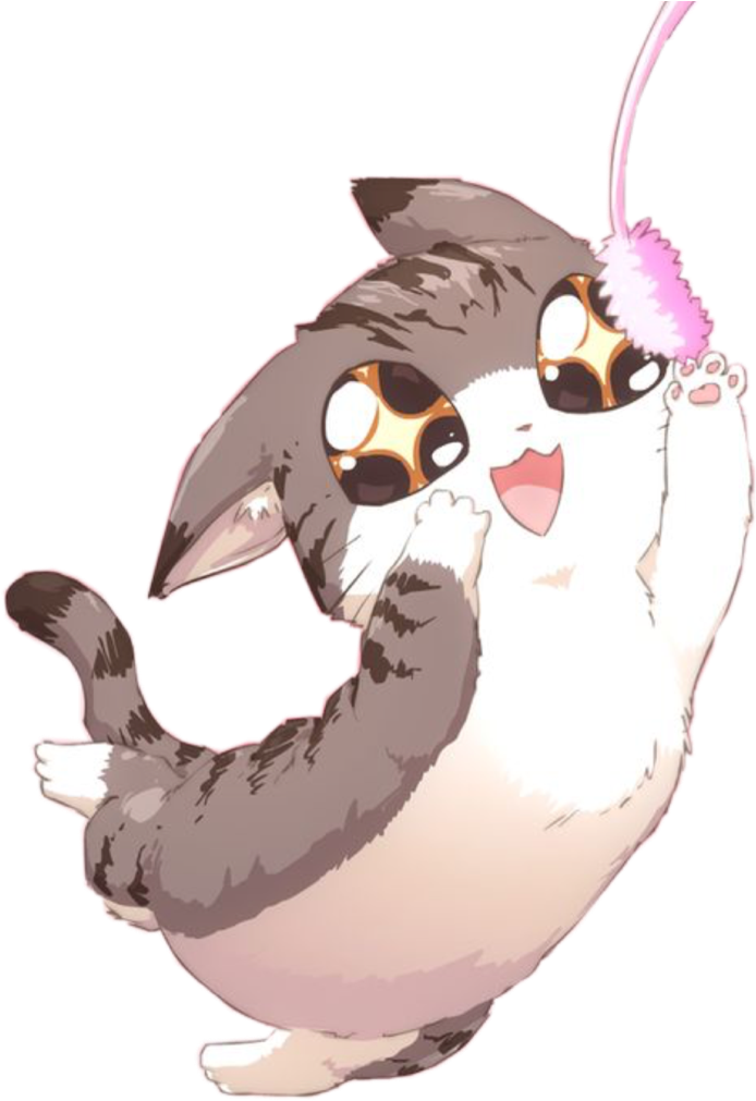 Mèo Kawaii Tinh Nghịch Chơi Với Đồ Chơi Lông Vũ Hình nền