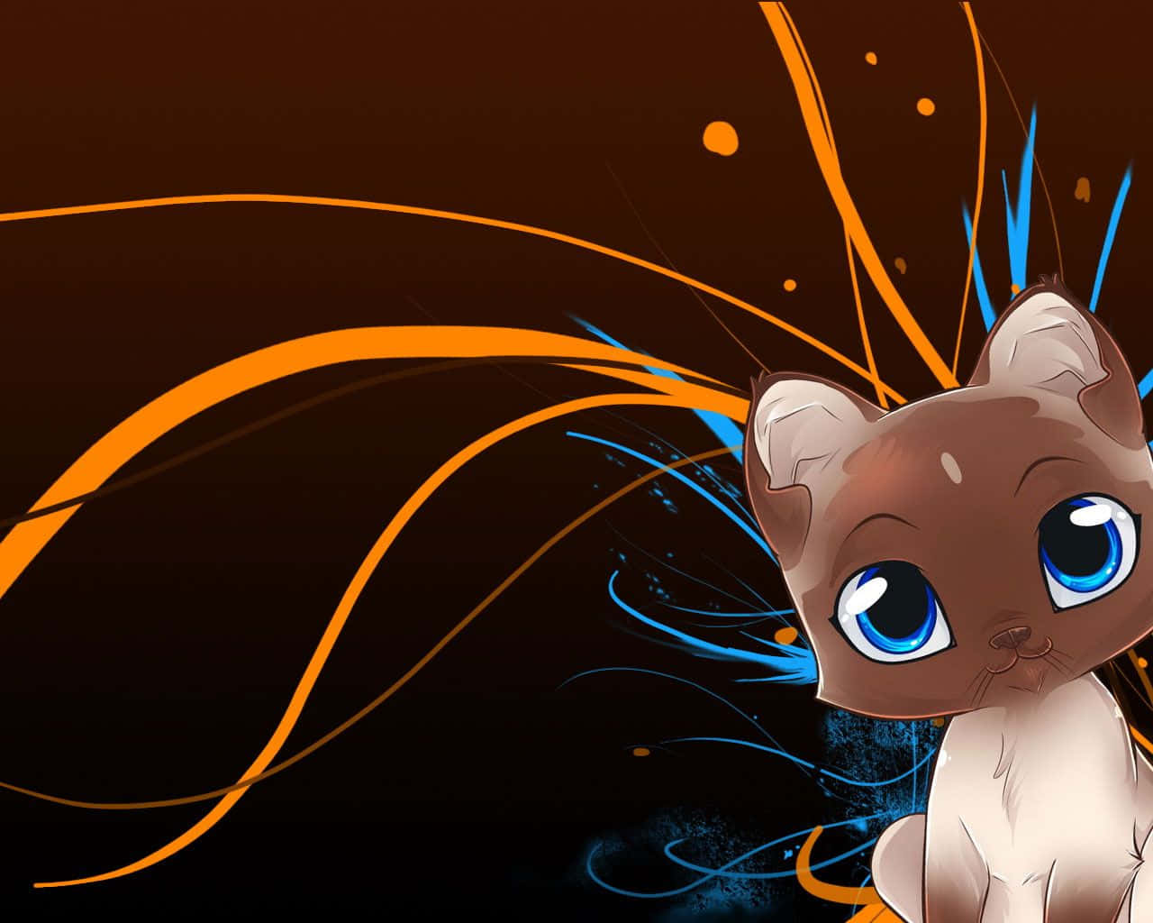 Mèo nâu dễ thương hoạt hình anime Hình nền