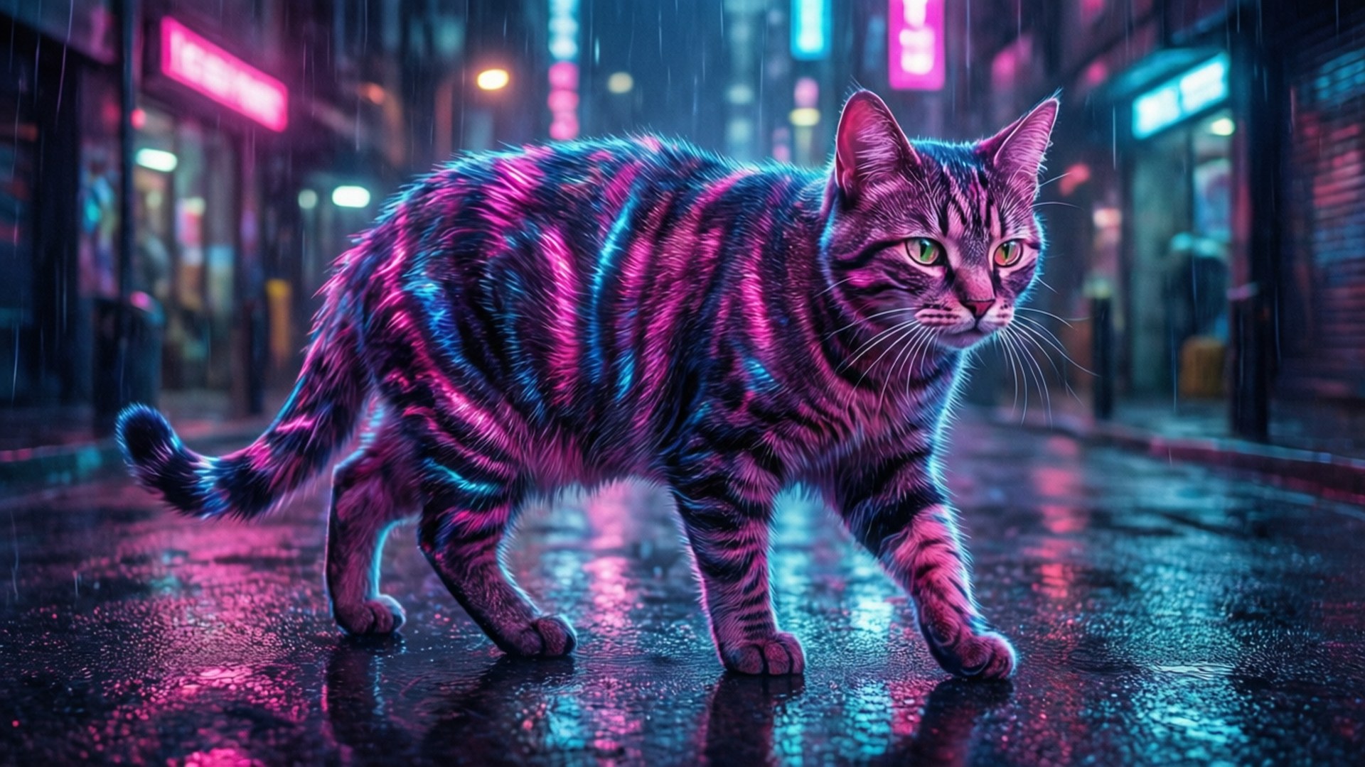Mèo Neon Cyber Hình nền