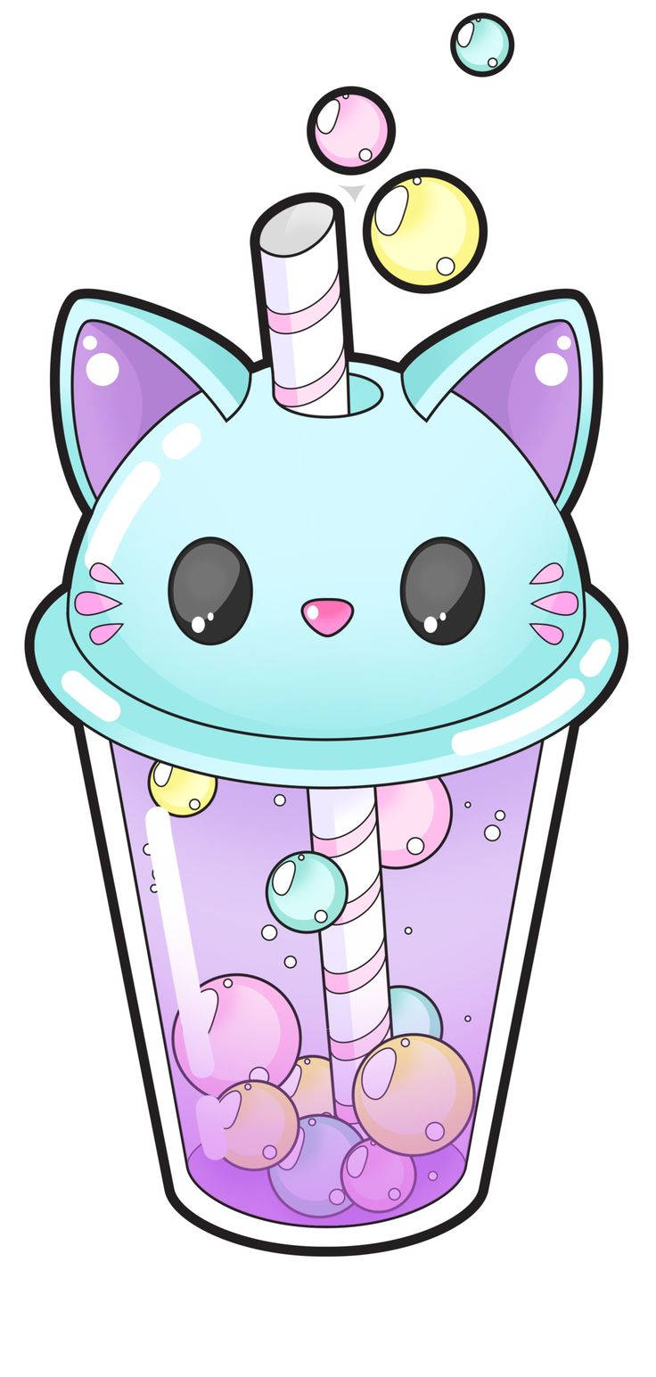 Hình nền mèo kawaii trà sữa.