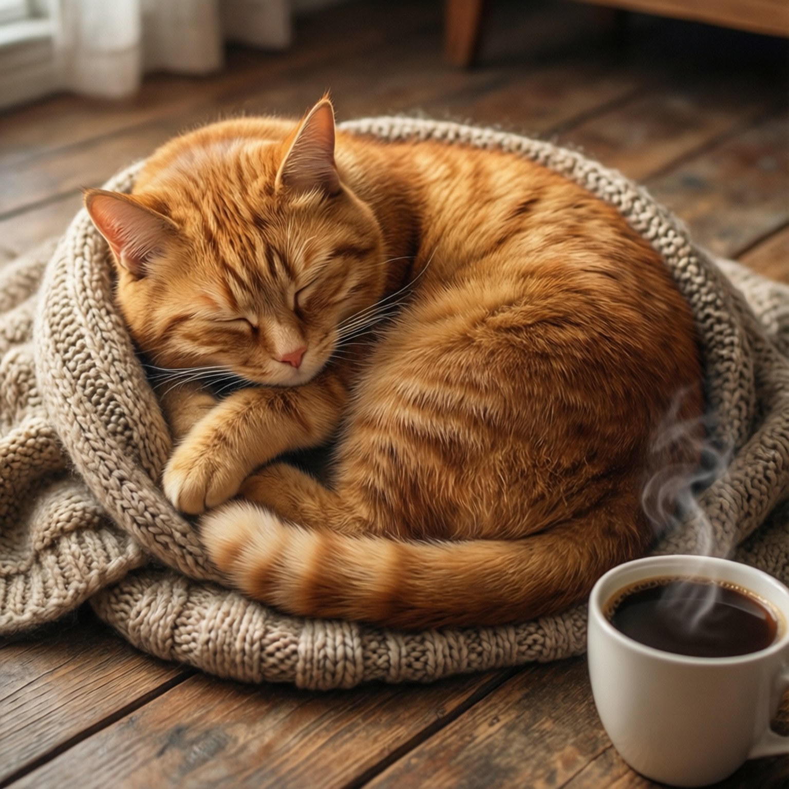 Mèo Ngủ Ấm Áp Hình nền