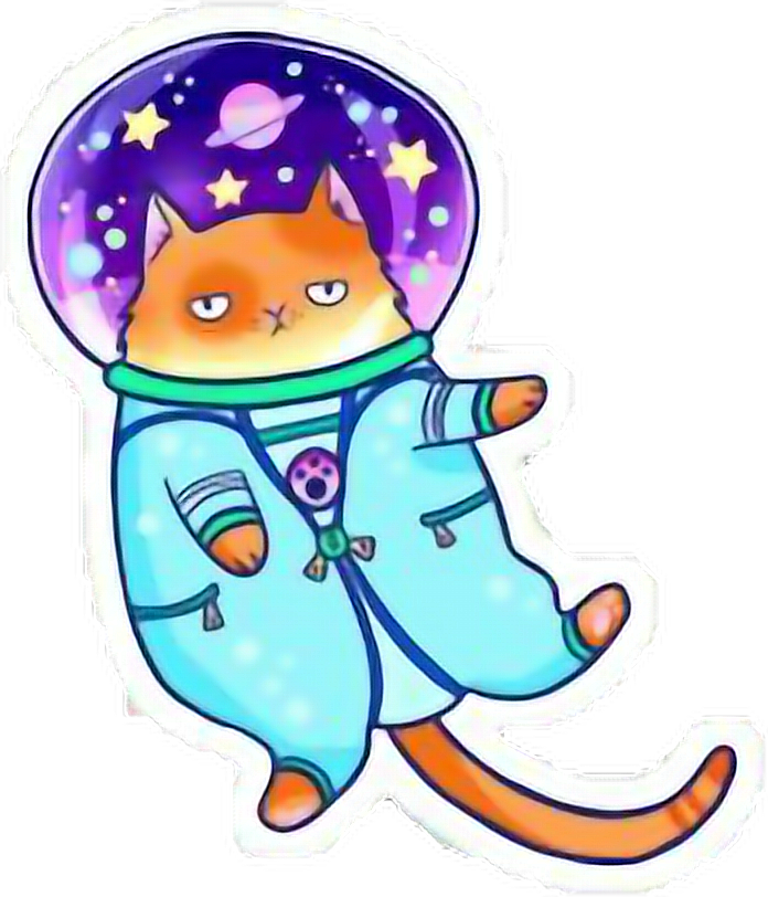 Mèo Phi Hành Gia Vũ Trụ Sticker Hình nền