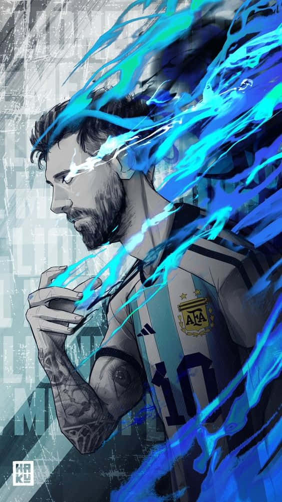 Messi iPhone Ngọn Lửa Xanh Nghệ Thuật Hình nền