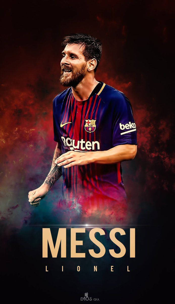 Hình nền nghệ thuật Messi Lionel trên nền đỏ sẫm đầy khói