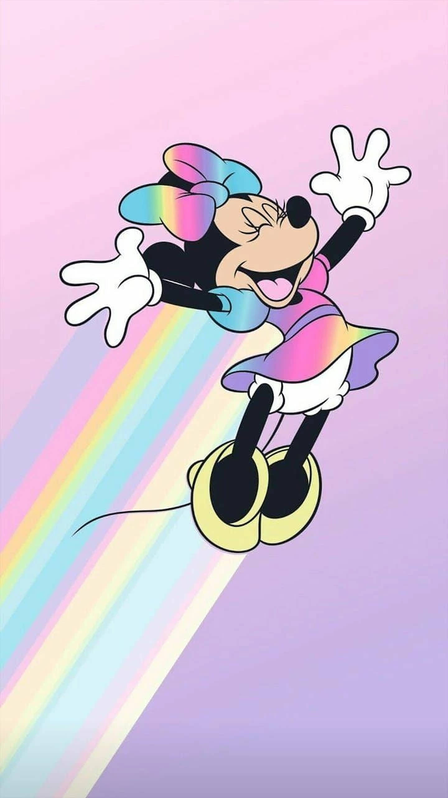 Mickey Minnie Pastel Cầu Vồng Hoạt Hình Nghệ Thuật Hình nền