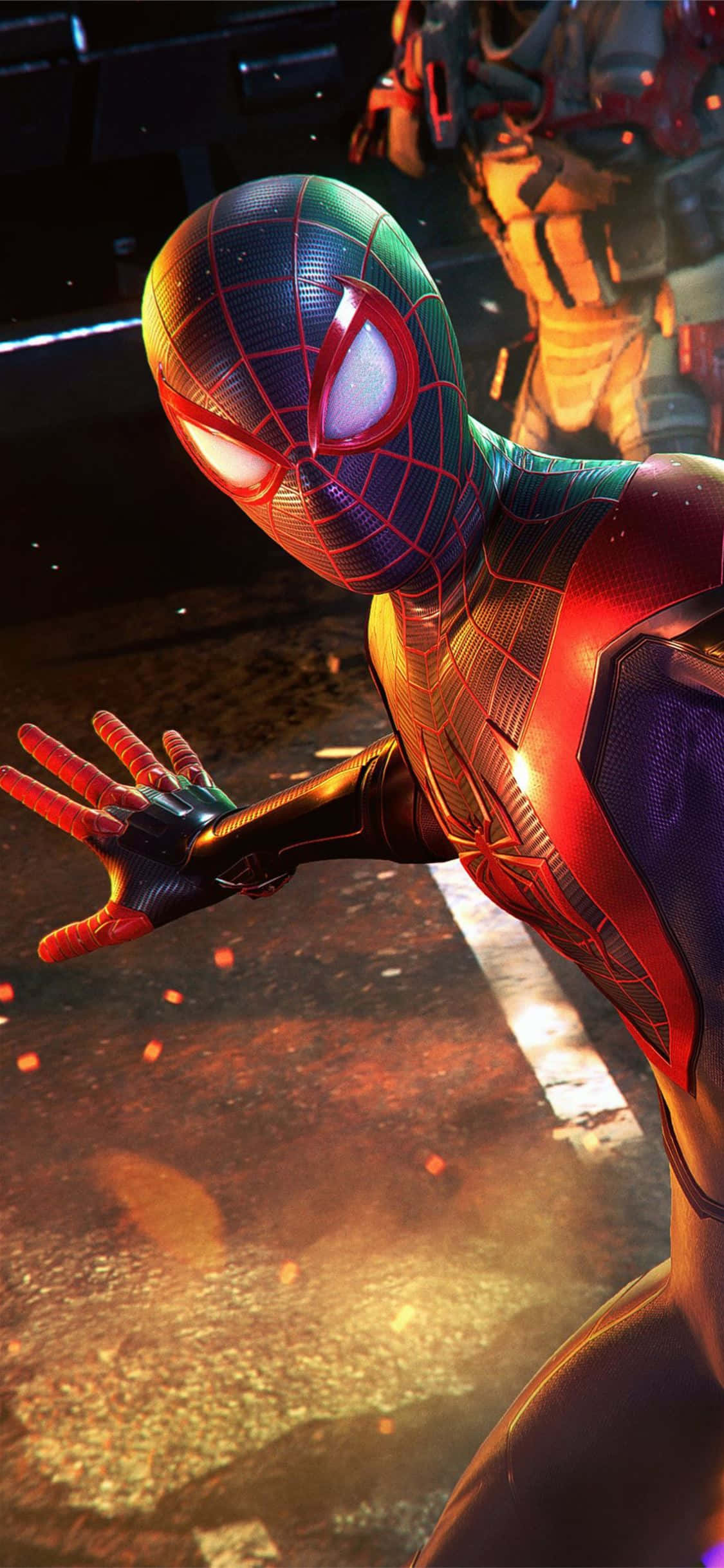 Miles Morales lao vào hành động trên iPhone Hình nền