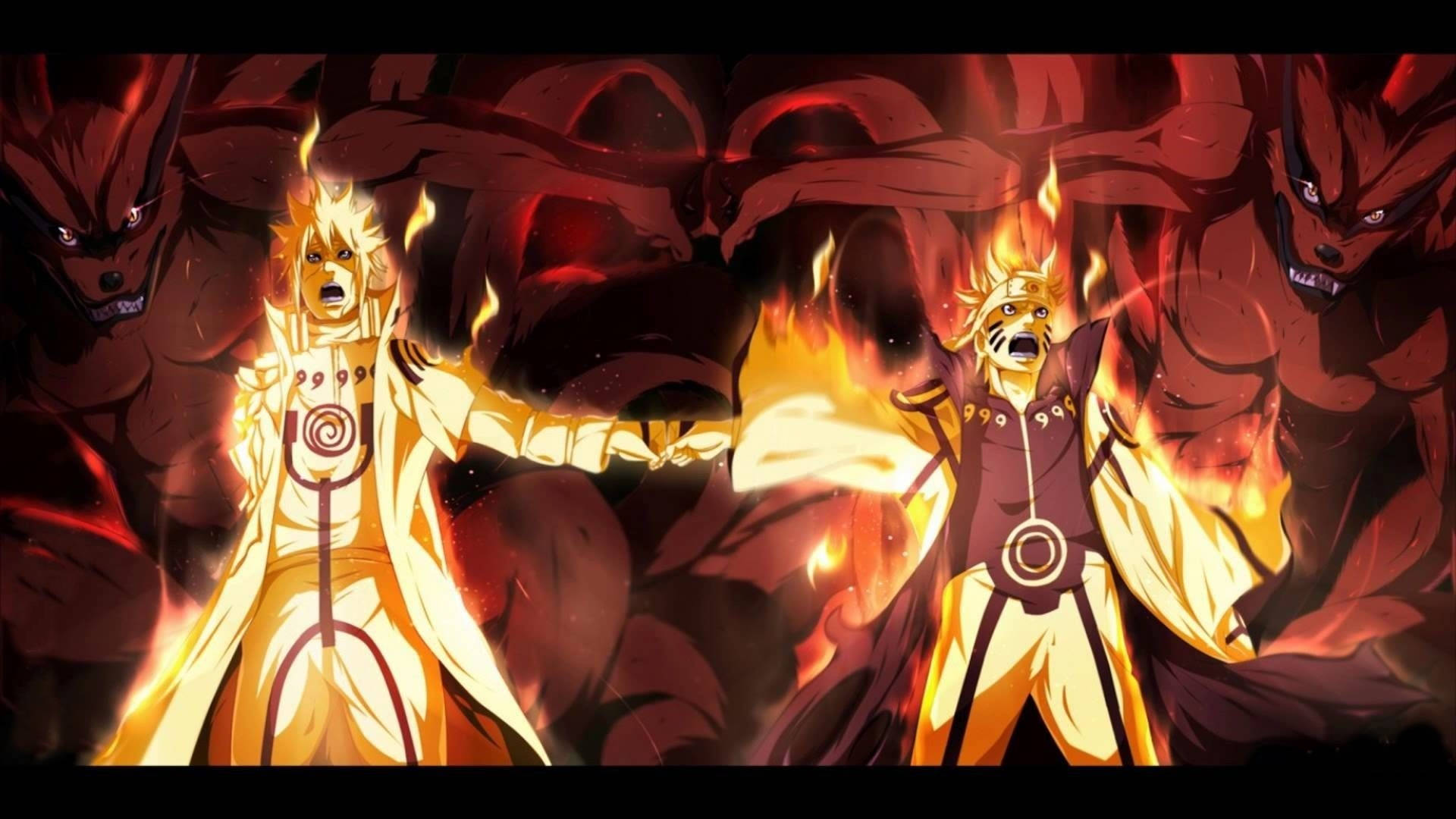 Minato và Naruto trong chế độ Bijuu Laptop Hình nền