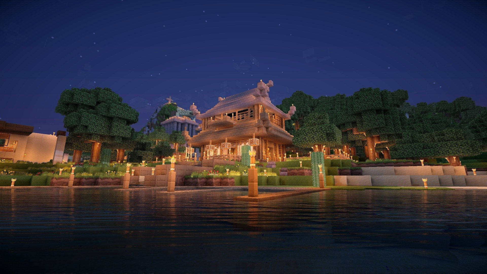 Minecraft PC Ngôi nhà Nhật Bản truyền thống Hình nền