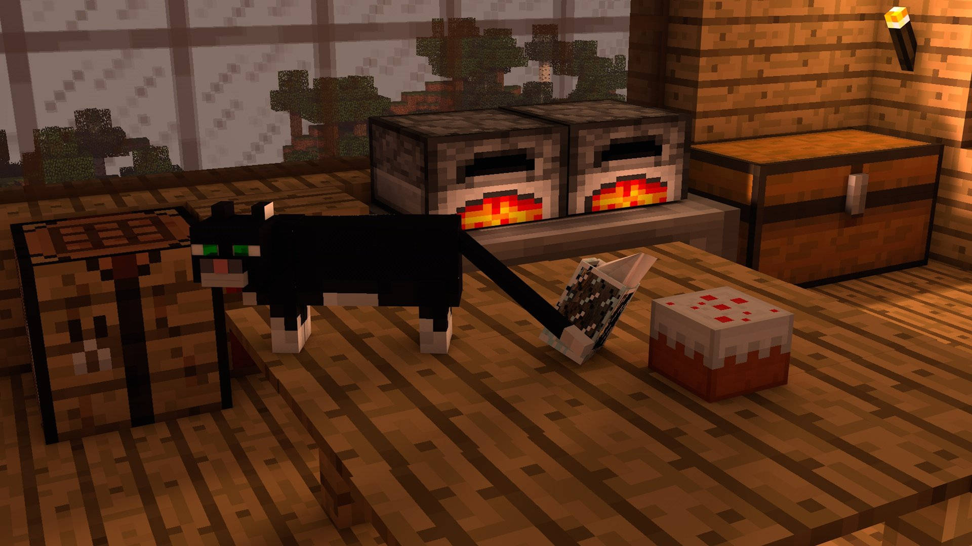 Minecraft Thẩm Mỹ Hộp Mèo Đen Hình nền