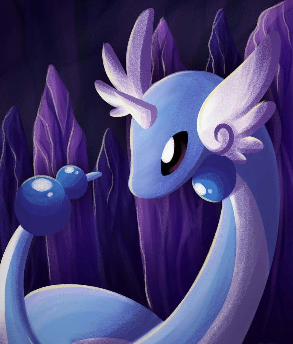 Minh họa 2D Dragonair với nền tím Hình nền