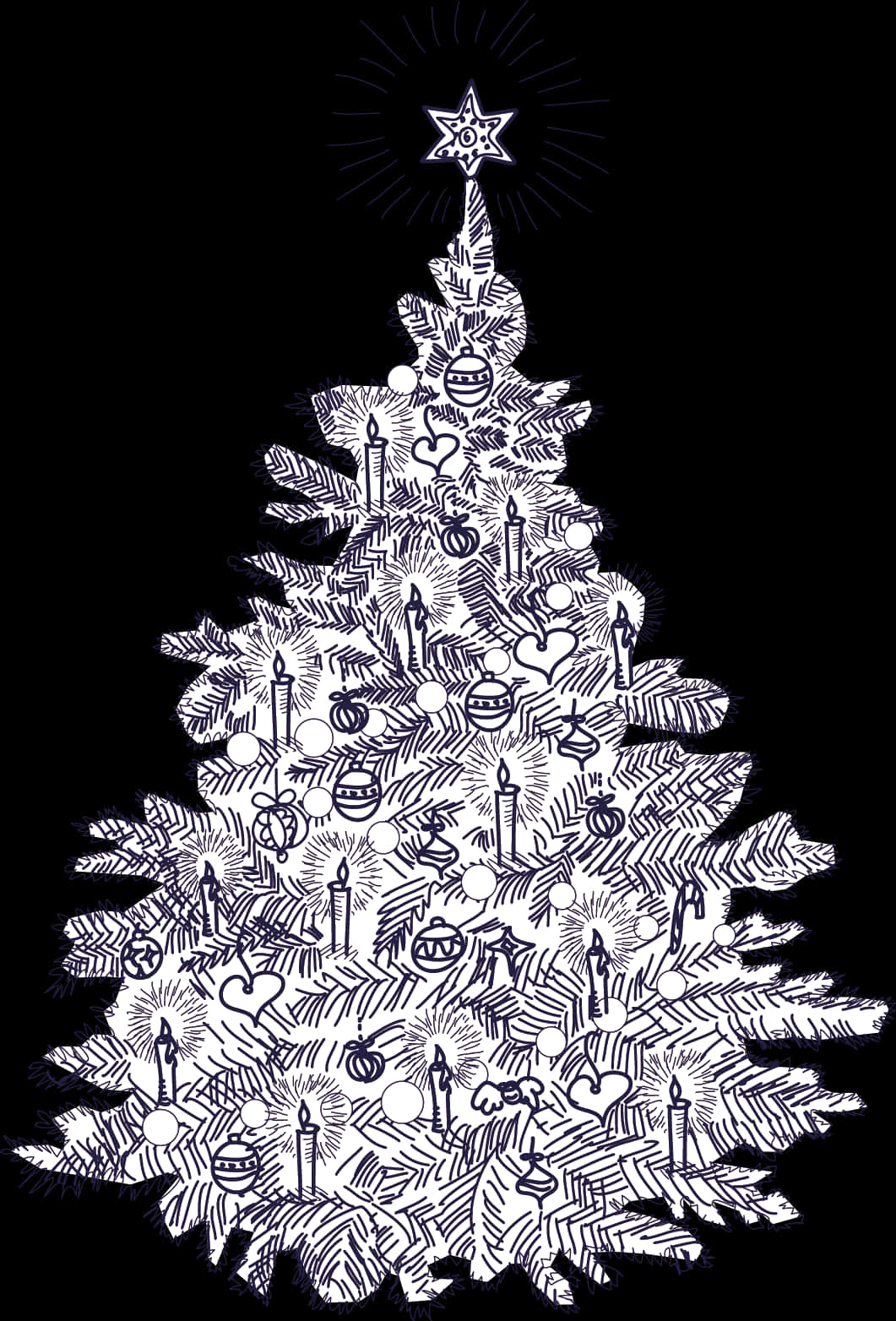 Minh họa cây thông Noel vẽ tay Hình nền