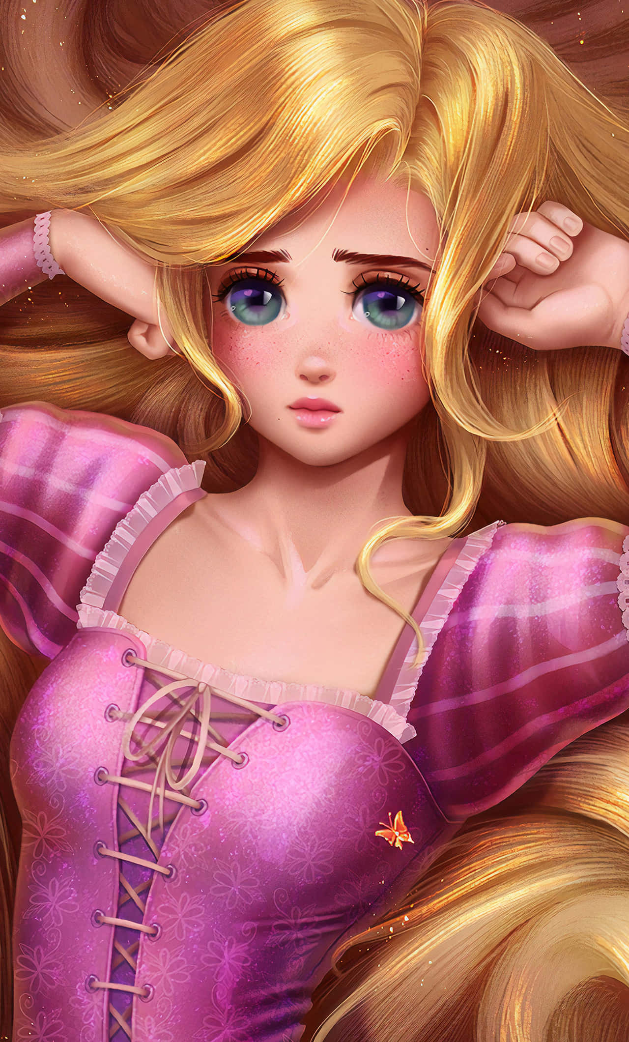 Minh họa mê hoặc Rapunzel nhìn từ tháp canh Hình nền
