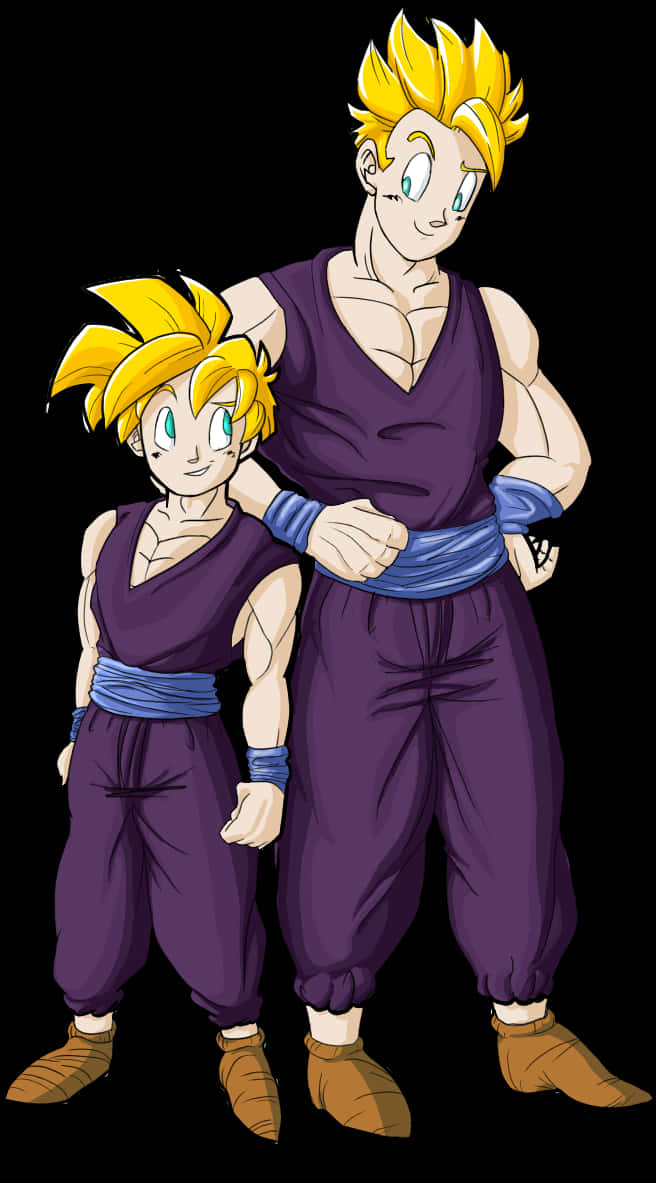 Minh họa Super Saiyan Gohan và Goku Hình nền