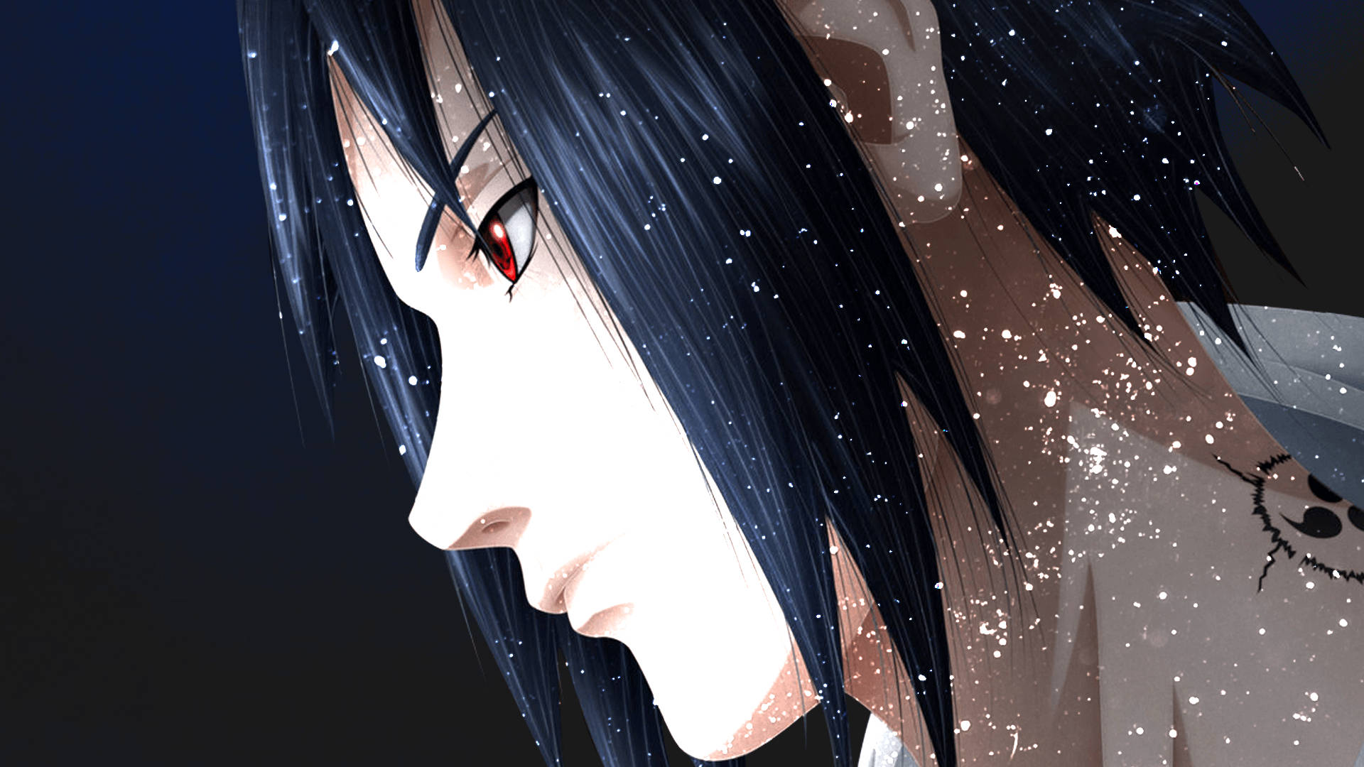 Ảnh nền HD cận cảnh Sasuke Uchiha với dấu ấn lời nguyền.