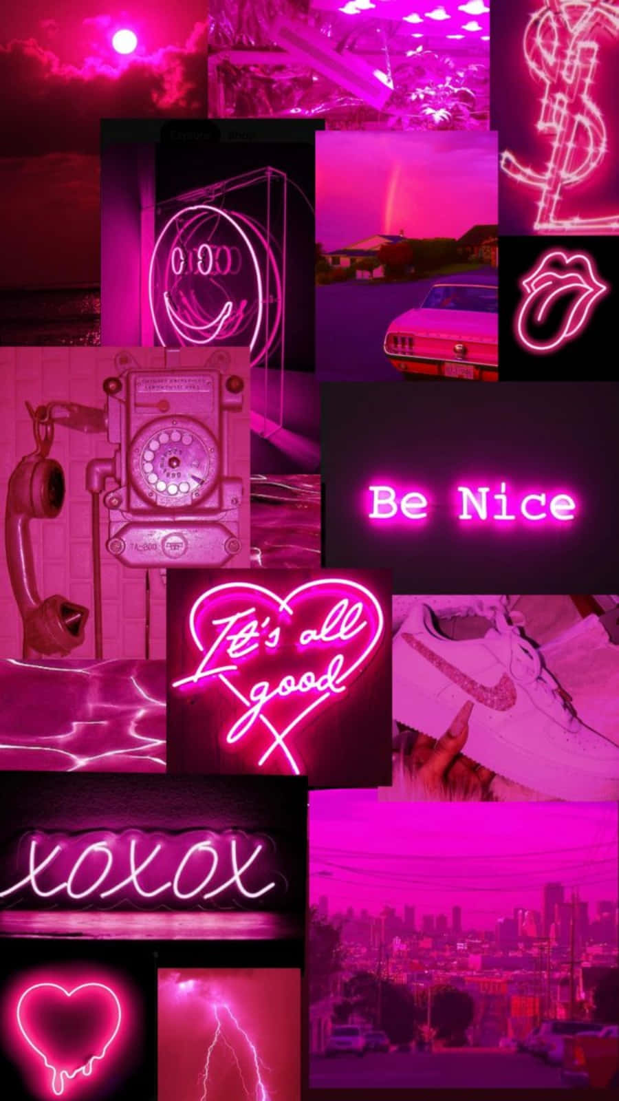 Mơ Trong Ánh Neon Hồng Hình nền