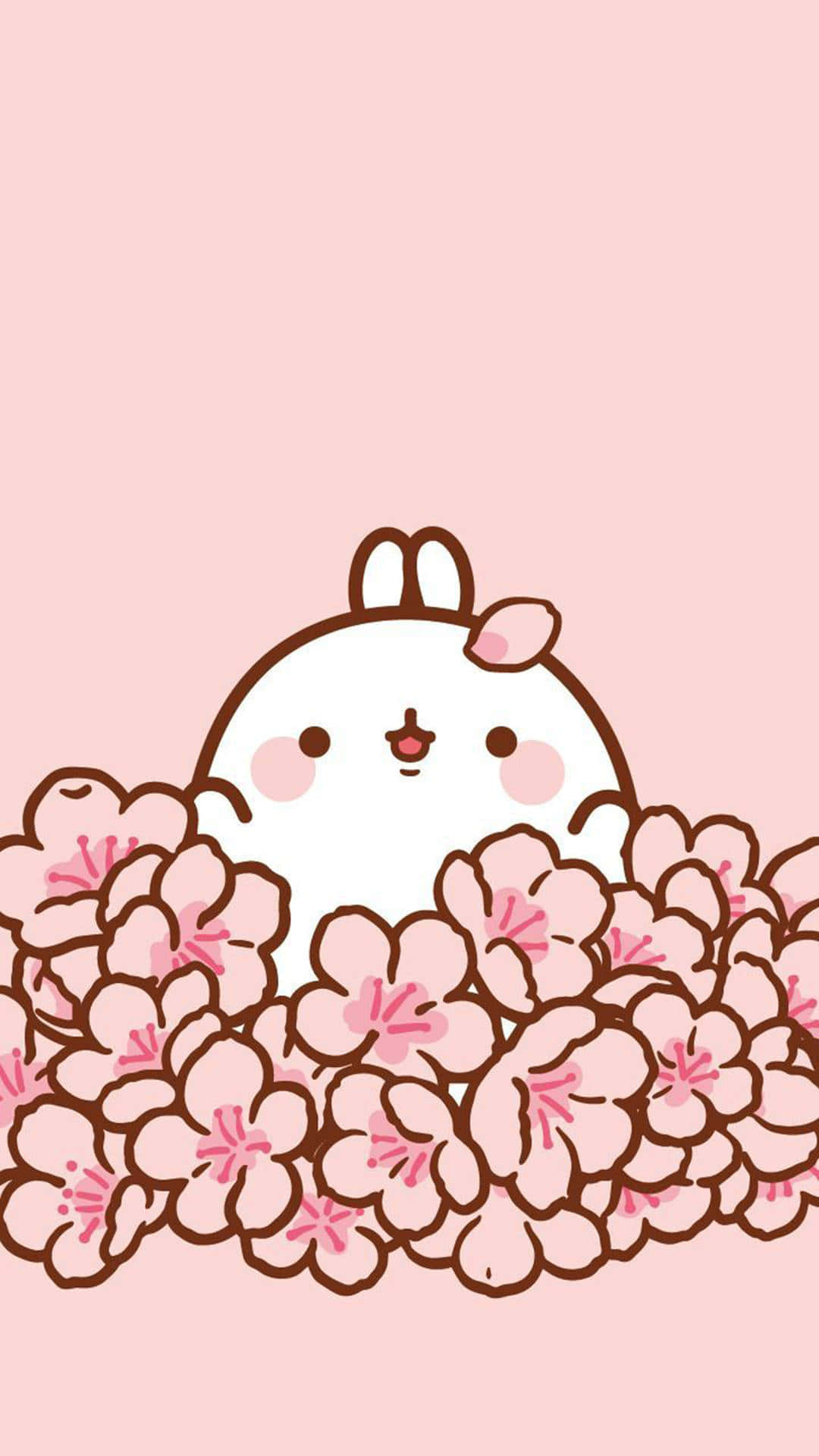 Molang Dễ Thương Với Hoa Hình nền