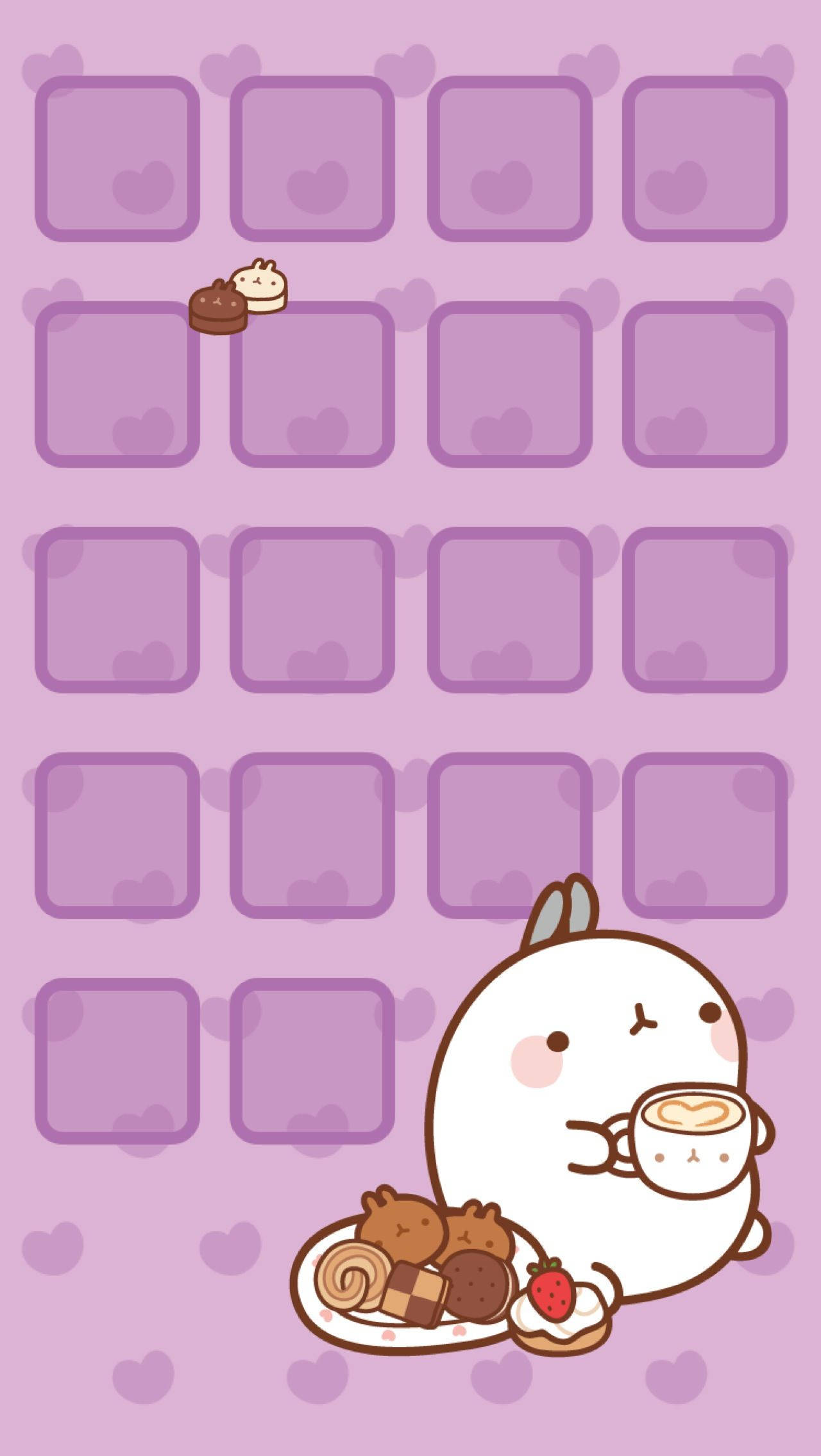 Molang Giờ Ăn Vặt Kawaii iPad Hình nền