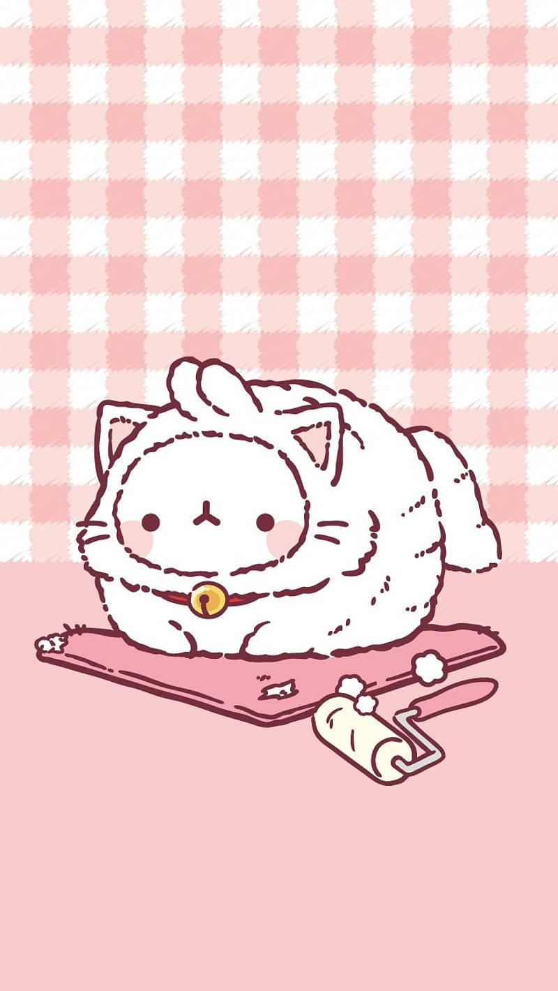 Molang hồng kawaii hóa thân thành mèo Hình nền