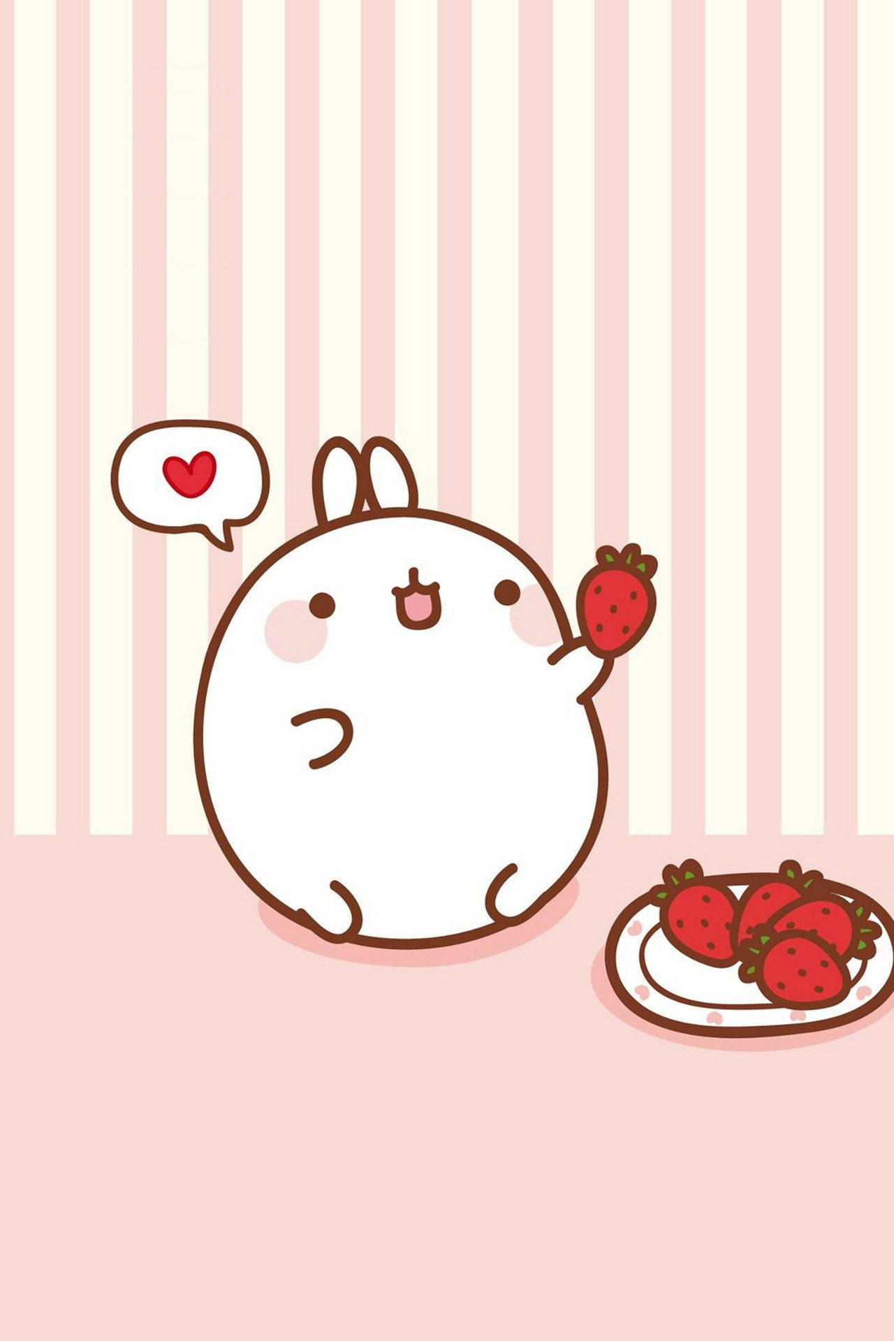 Molang Kawaii Thưởng Thức Bữa Ăn Đầy Trái Tim Hình nền