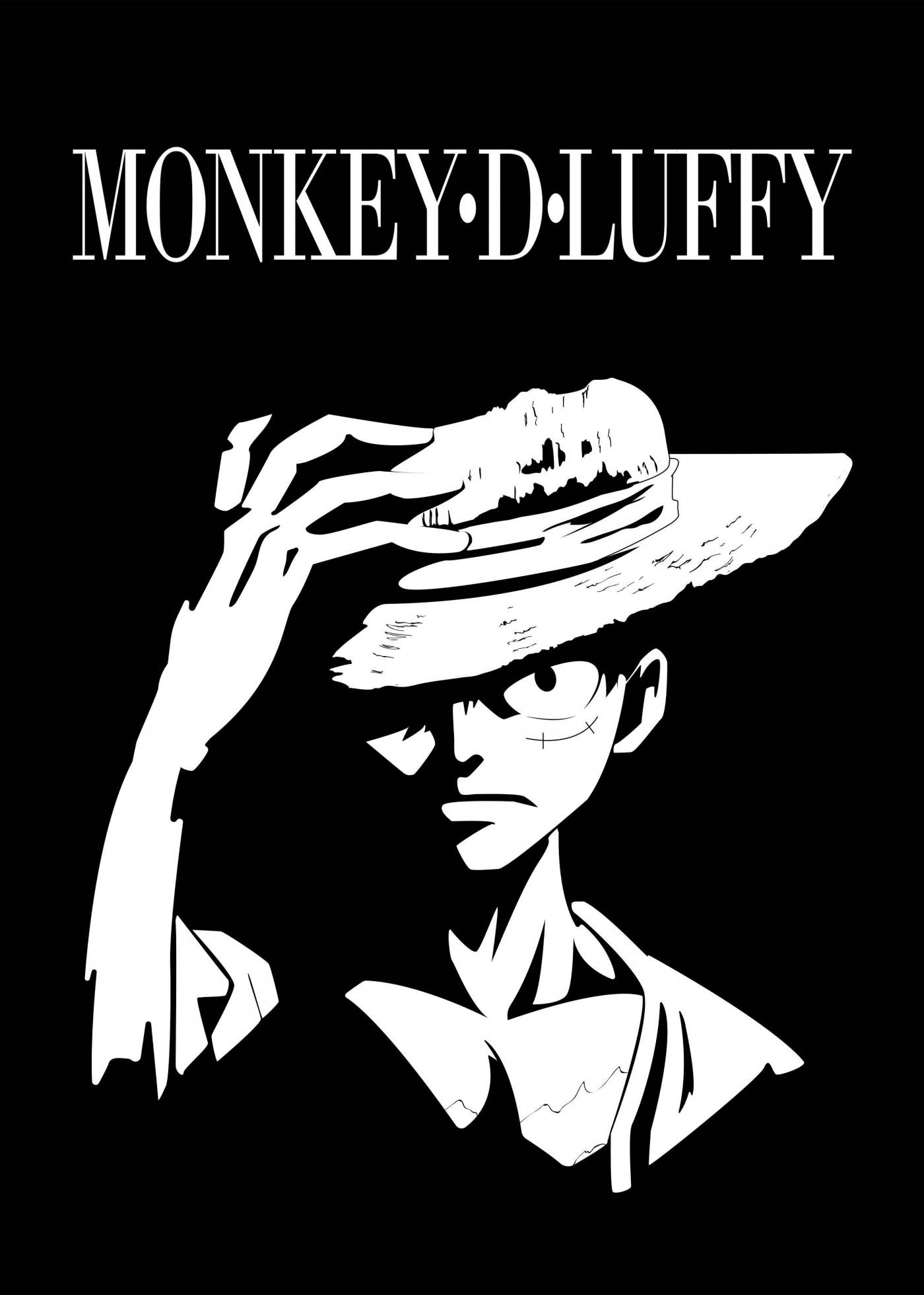 Monkey D. Luffy Quyết Tâm Đen Trắng Hình nền