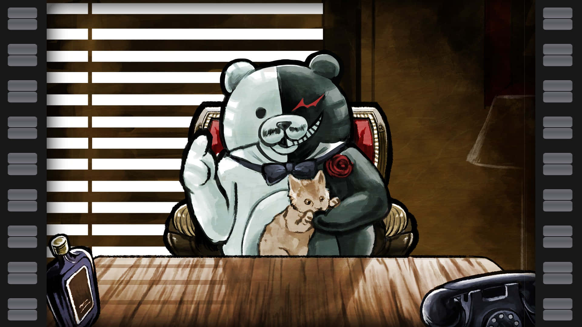 Monokuma với chú mèo cưng Hình nền