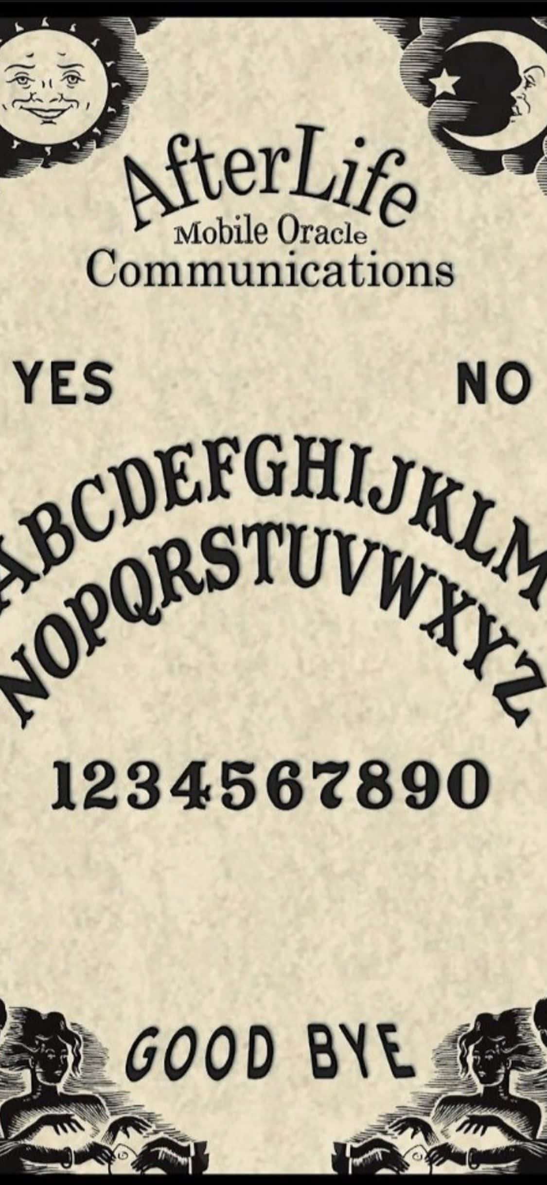 Một bảng Ouija cổ điển trên bề mặt gỗ huyền bí. Hình nền