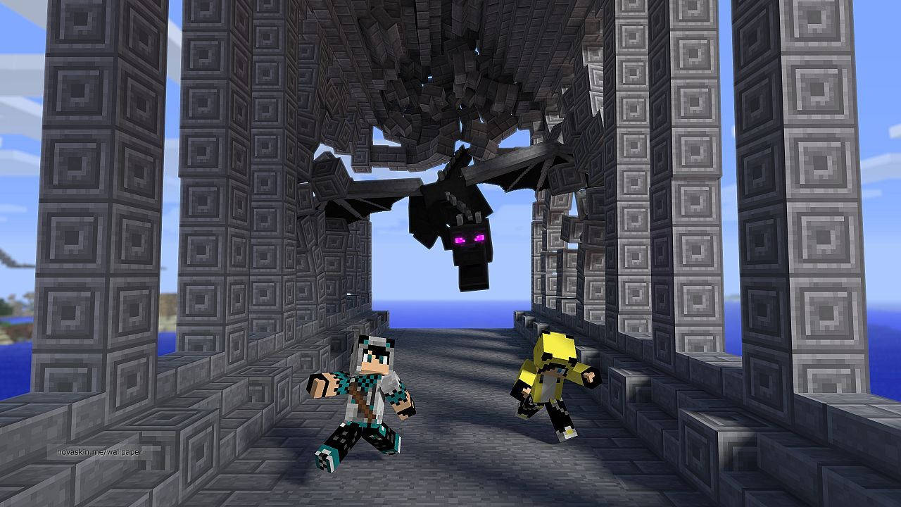 Hình nền Minecraft chạy trốn khỏi sinh vật xấu xa