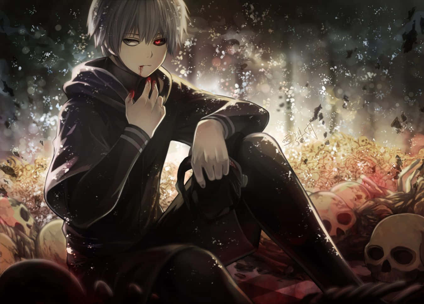 Một bóng hình đầy bí ẩn nhìn ra từ Tokyo Ghoul Hình nền