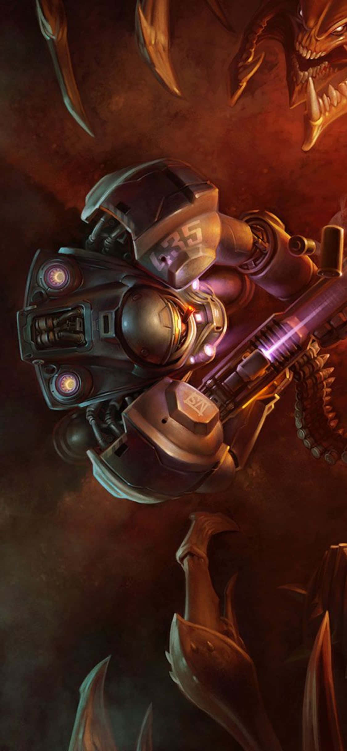 Một cảnh quay của trò chơi nổi tiếng Starcraft II chạy trên iPhone X. Hình nền