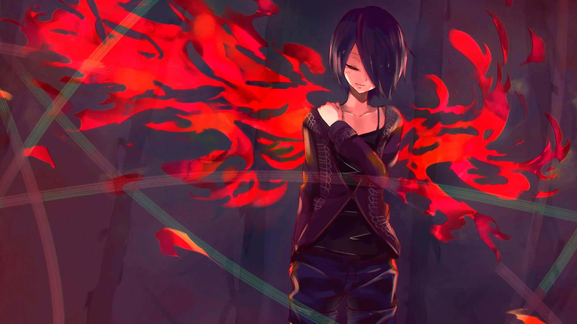 "Một cảnh trong Tokyo Ghoul tràn ngập khung cảnh thành phố nhộn nhịp của Tokyo" Hình nền