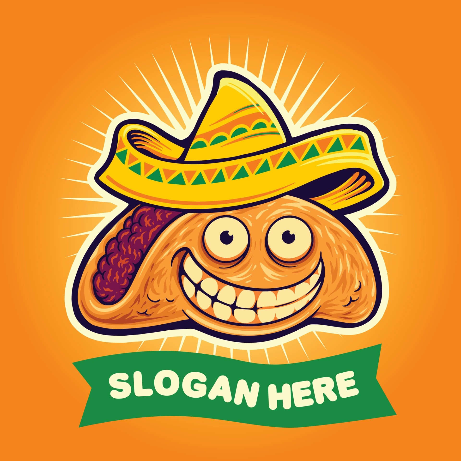 một chiếc taco hoạt hình đội mũ sombrero trên nền cam Hình nền