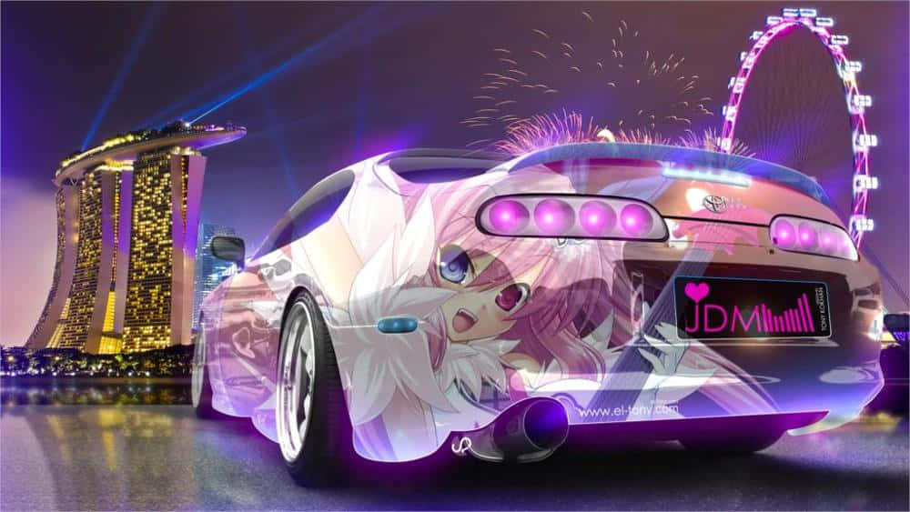 Một chiếc xe với lớp sơn hồng và tím Hình nền