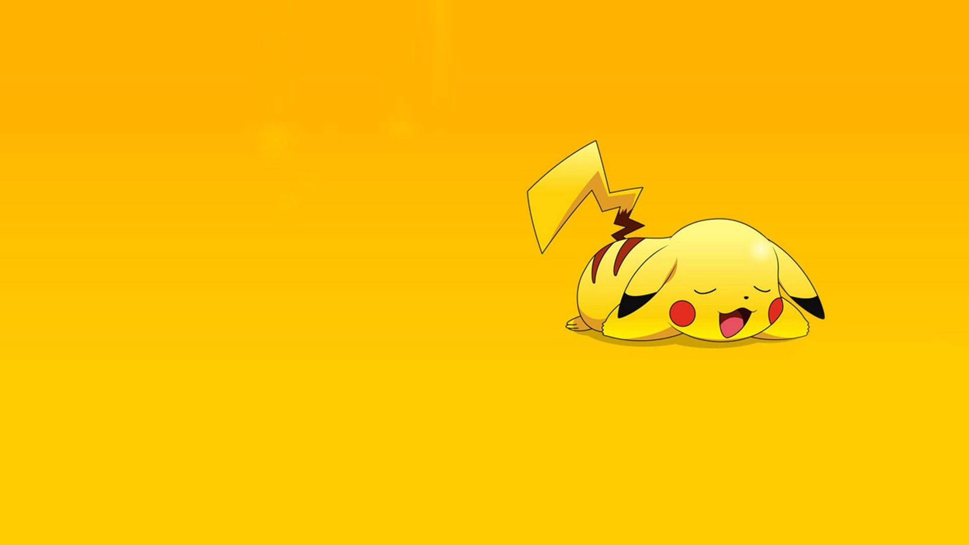 Hình nền Pikachu đang ngáp trên nền vàng