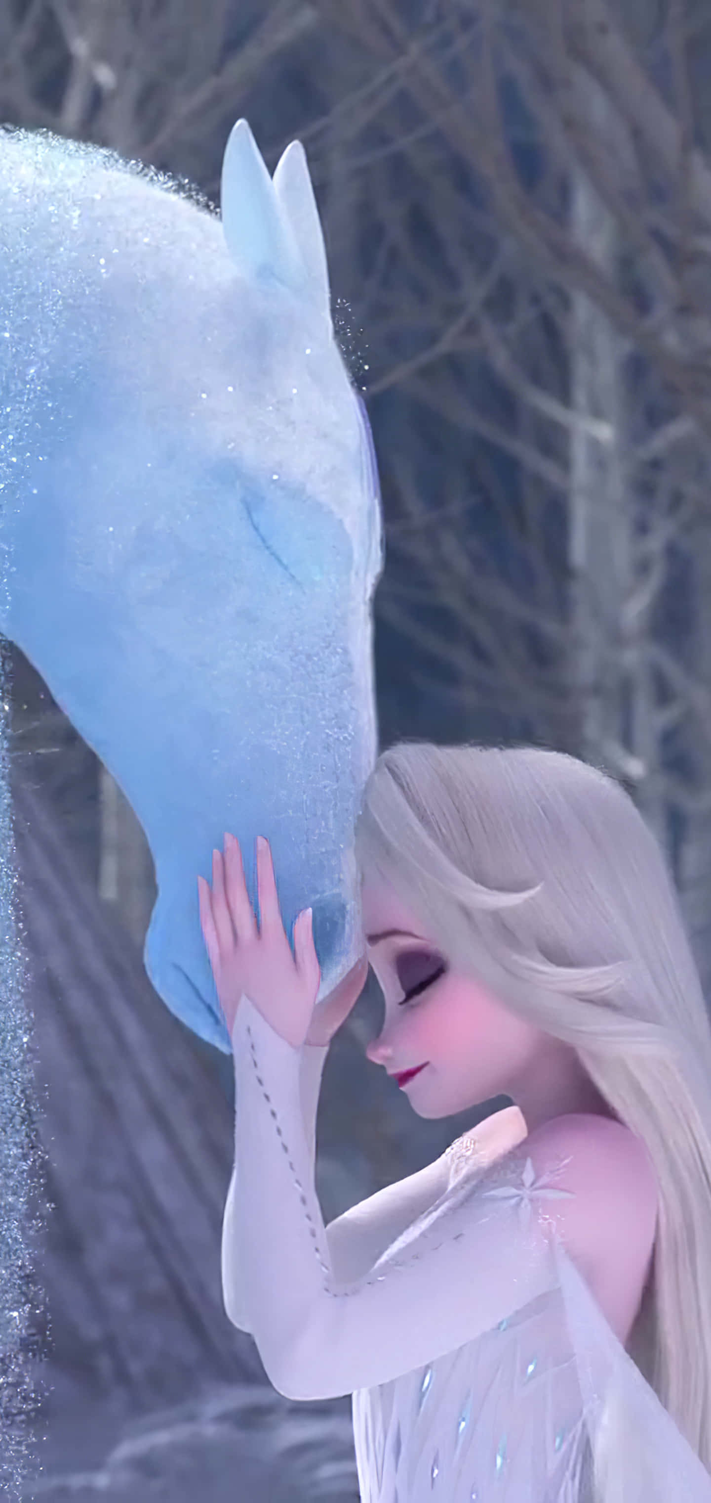 Một cô gái đang hôn một chú ngựa trong phim Frozen của Disney Hình nền