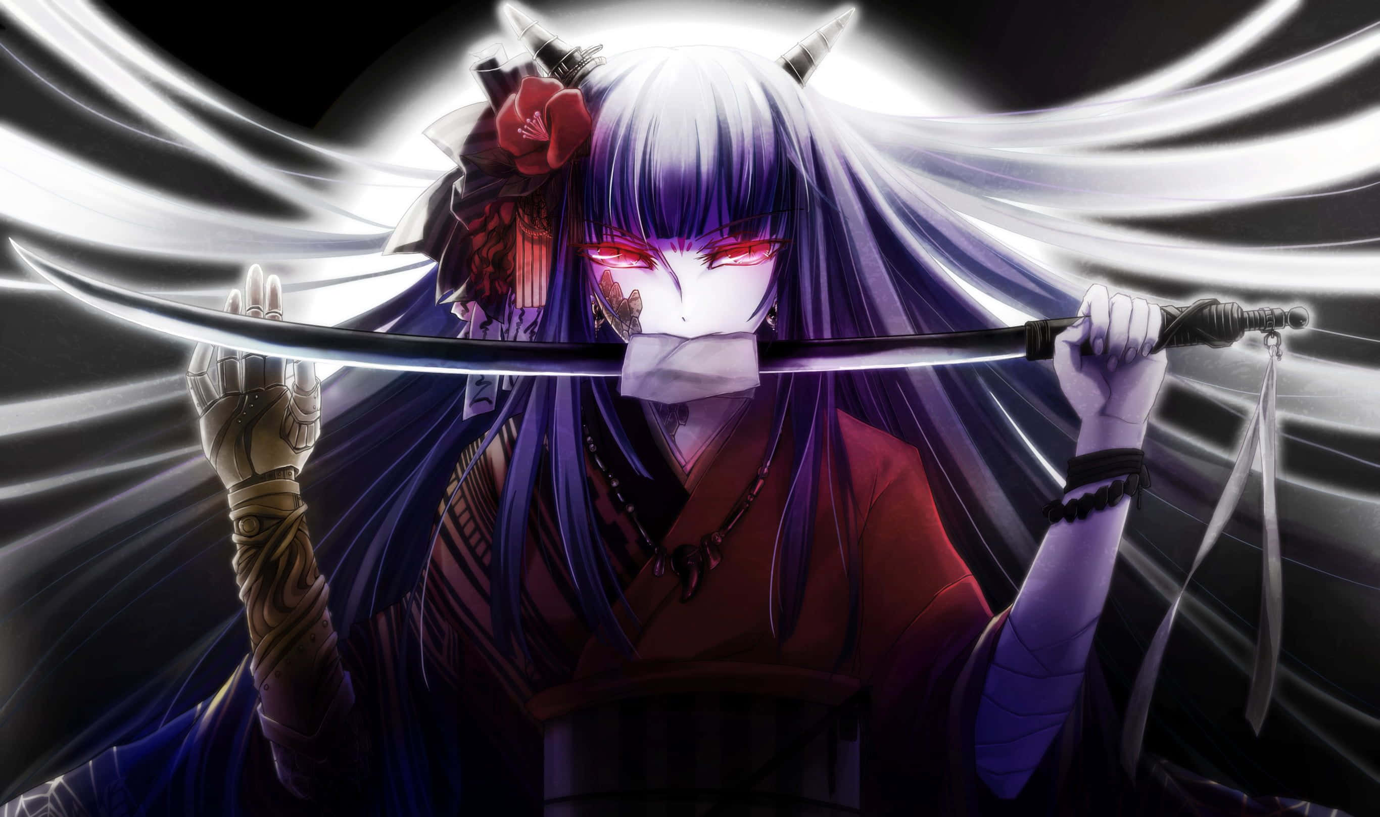 Một con quỷ anime đáng sợ đang nhìn chăm chú từ trong bóng tối Hình nền
