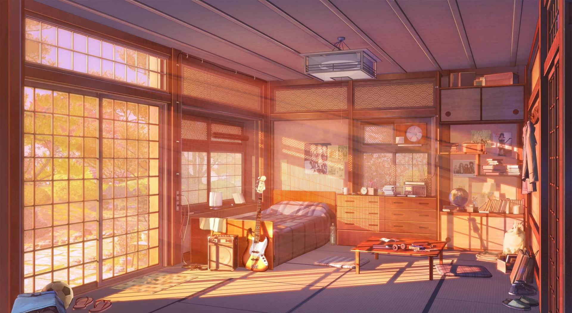 "Một không gian yên bình để thư giãn, xem Anime và nạp lại năng lượng!" Hình nền