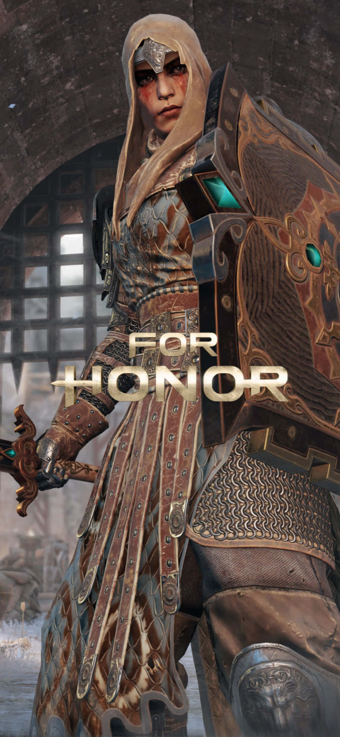 một người phụ nữ mặc áo giáp với dòng chữ for honor Hình nền