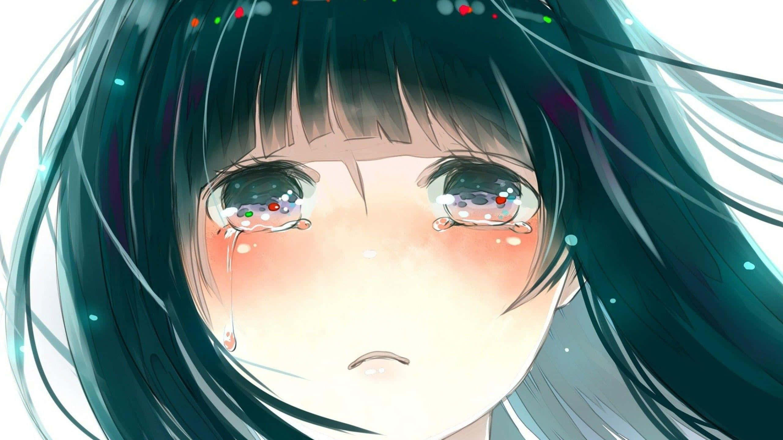 Một nhân vật anime trầm tư ngồi buồn bã. Hình nền