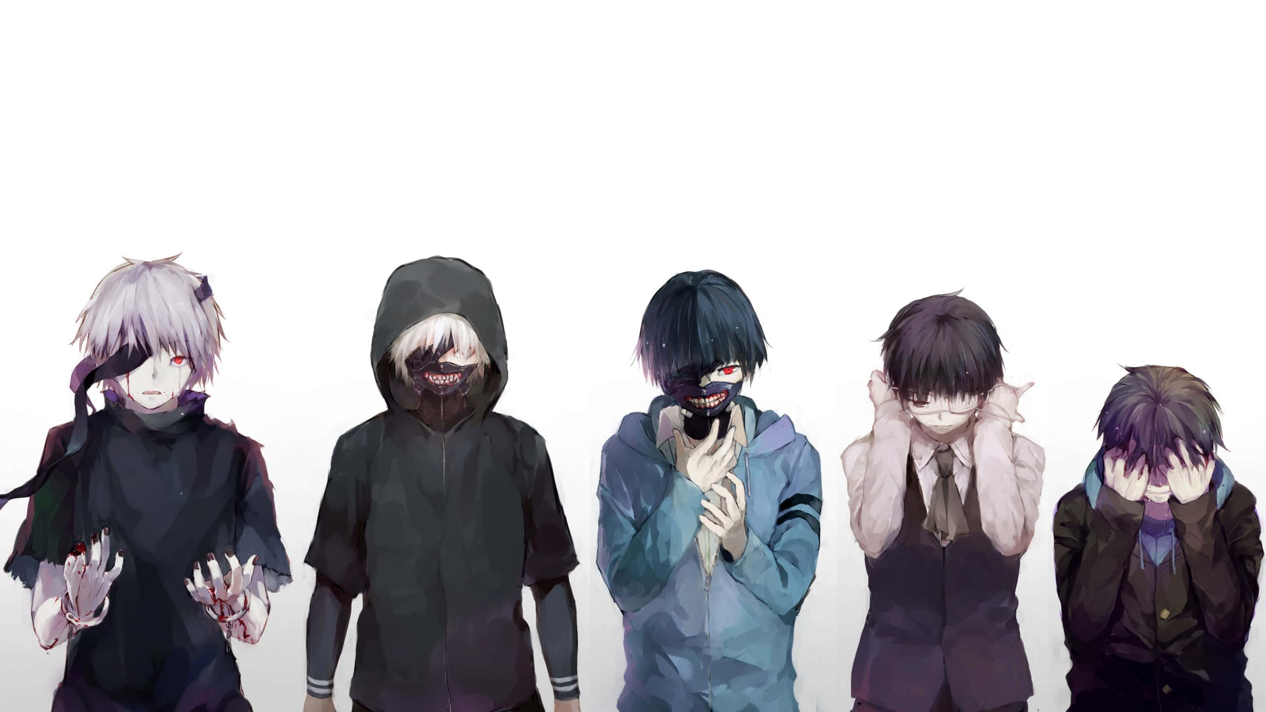 Một nhóm nhân vật anime đứng thành hàng Hình nền