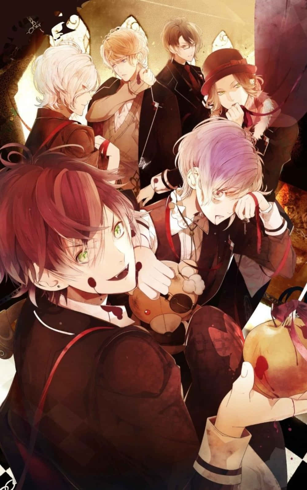 một nhóm nhân vật anime cầm táo Hình nền