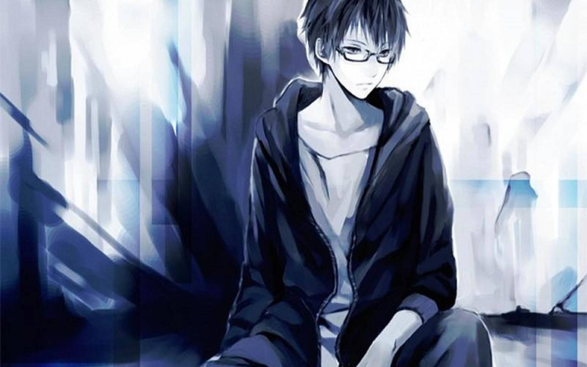 “Mọt Sách Nhưng Sành Điệu: Một Cậu Bé Anime Phong Cách Với Kính” Hình nền