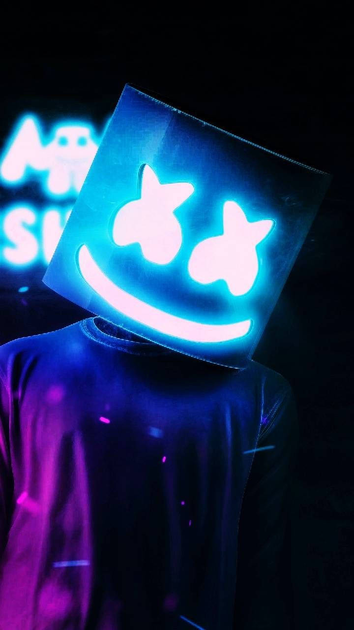 Mũ Bảo Hiểm Neon Đen Của Marshmello Hình nền