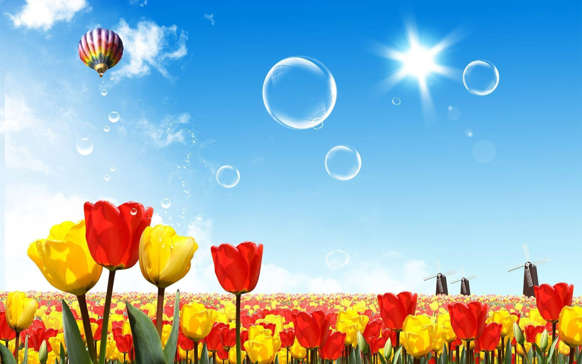Mùa hè nghệ thuật hoa tulip trên máy tính Hình nền