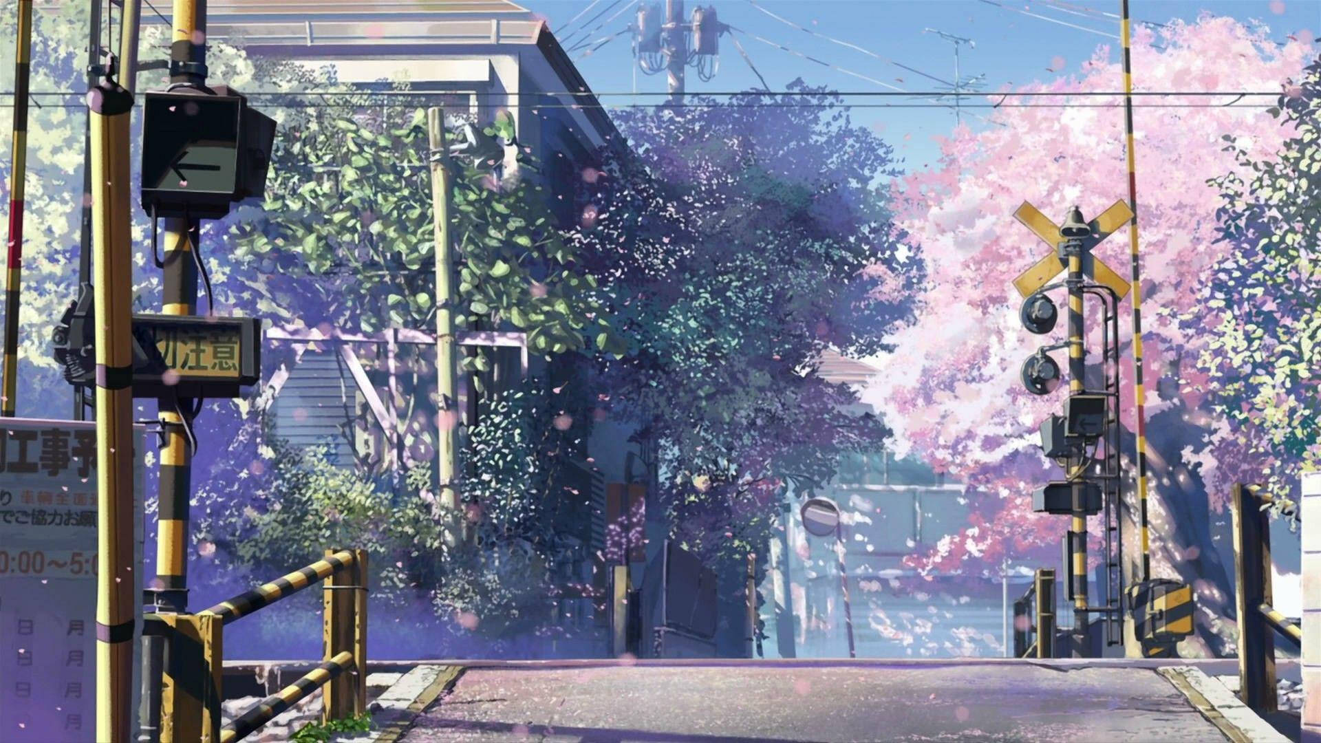 Mùa xuân thành phố Nhật Bản trong anime Hình nền