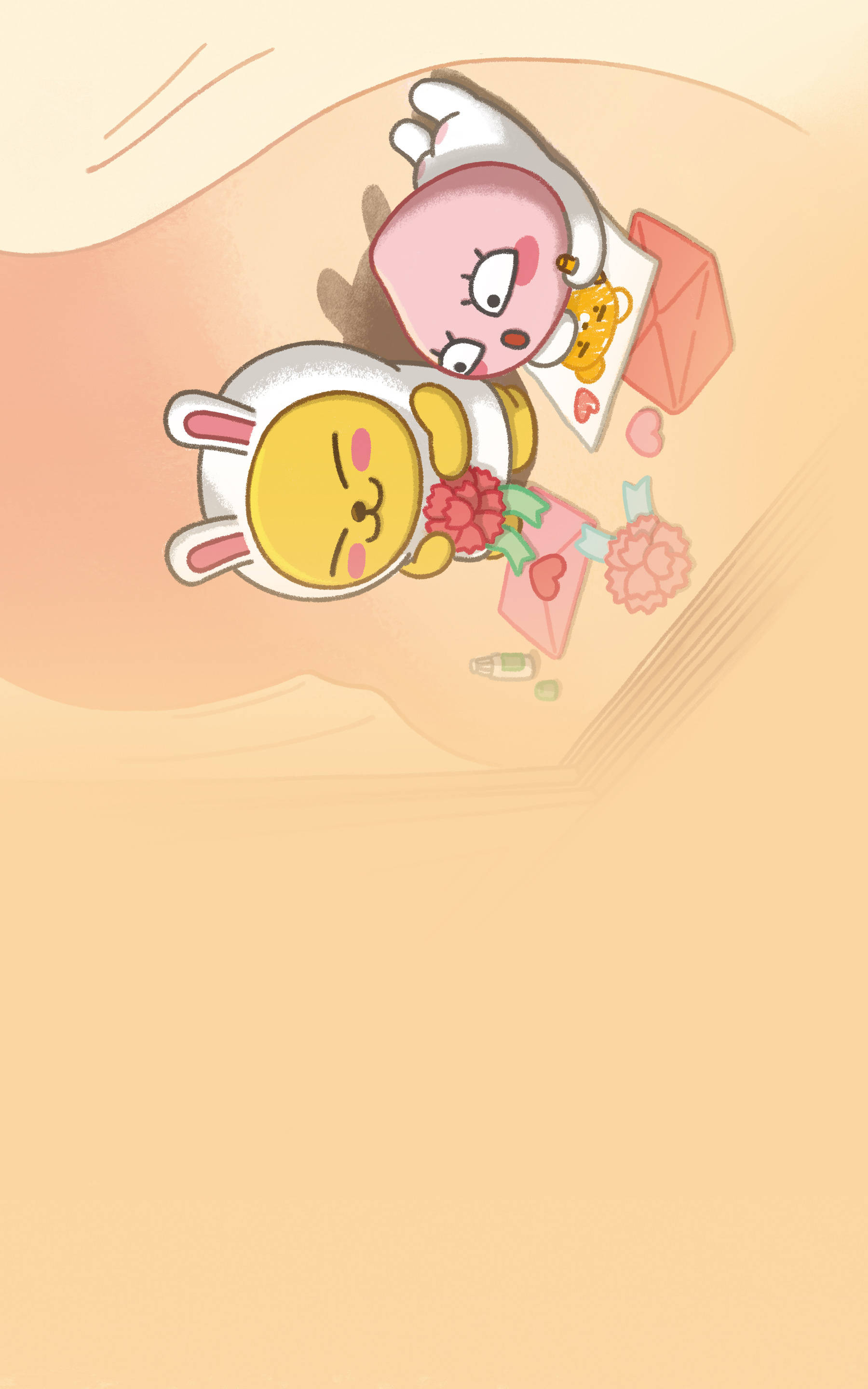 Muzi và Apeach từ Kakao Friends Tận Hưởng Ngày Nắng Hình nền