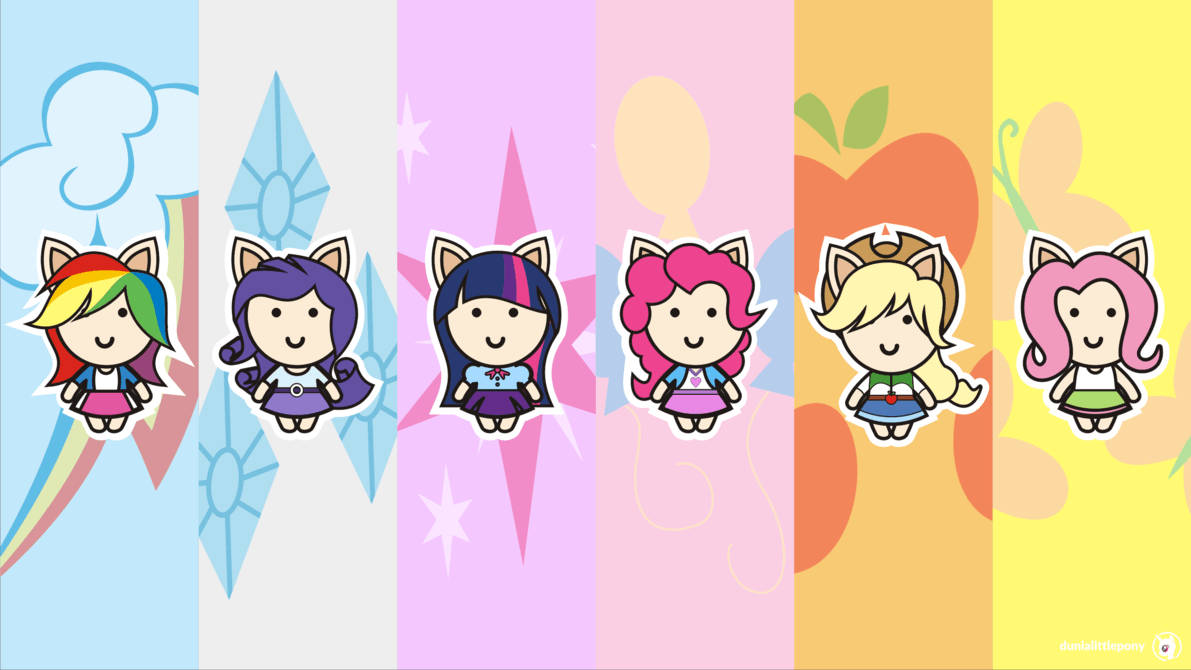 Hình nền kawaii chibi my little pony xếp hàng.