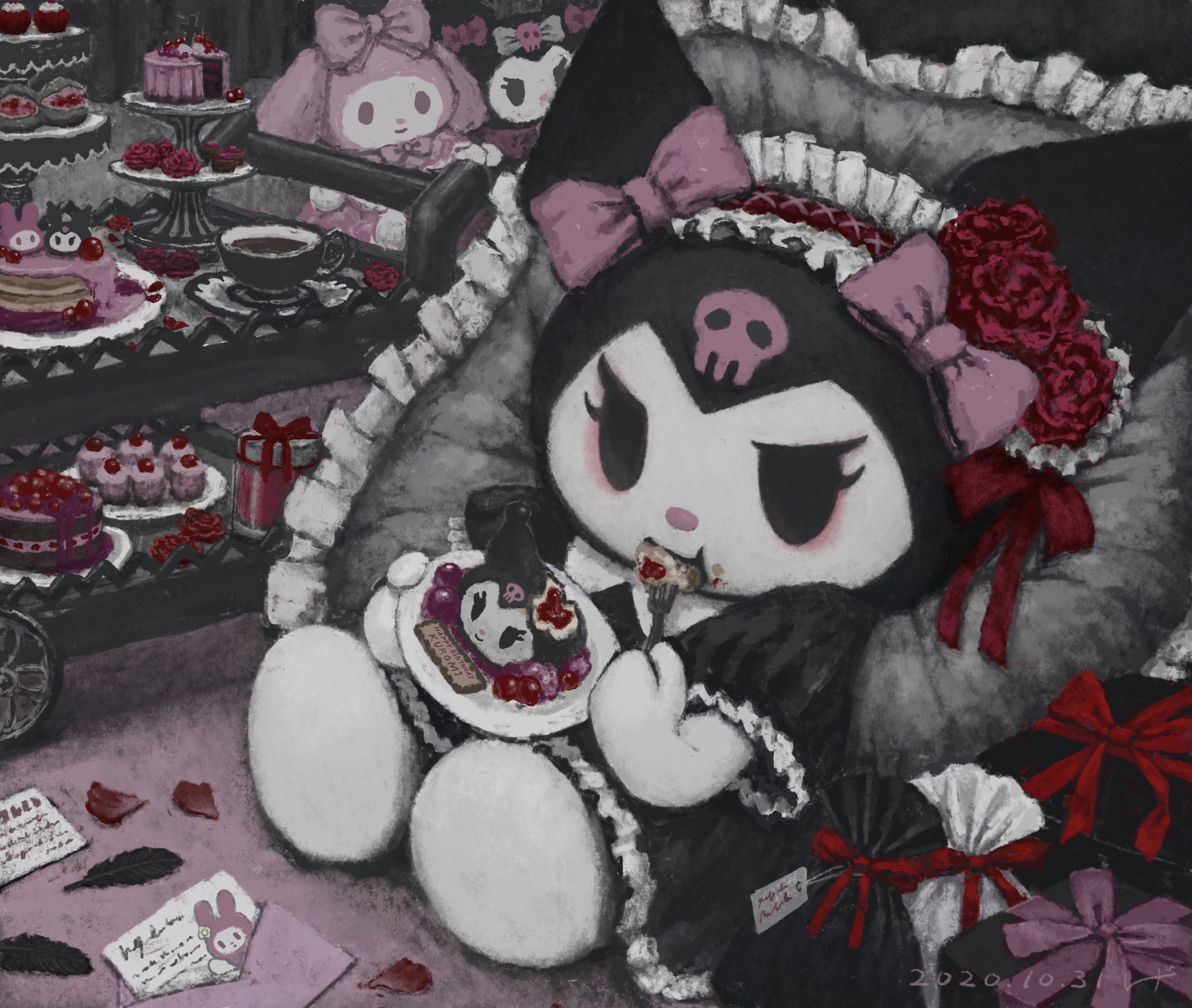 My Melody Kuromi Dễ Thương Nghệ Thuật Hình nền